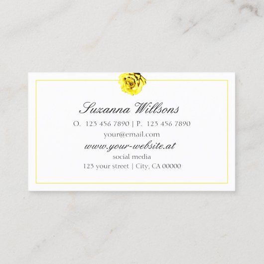 Mooie Yellow Rose op Paarse met Logo Simple Visitekaartje (Achterkant)
