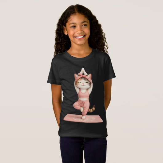 Mooie yogakat T-shirt (Voorkant volledig)