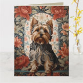 Mooie Yorkie | Yorkshire Terrier Portret Kaart (Gele Bloem)