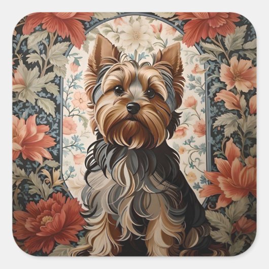 Mooie Yorkie | Yorkshire Terrier Portret Vierkante Sticker (Voorkant)