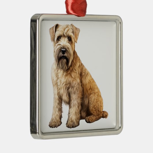 MOOIE ZACHT GECOATE TARWE TERRIER HOND METALEN ORNAMENT (Rechts)