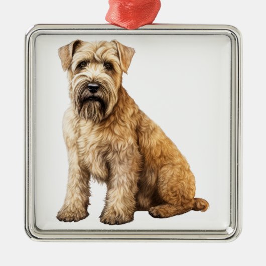 MOOIE ZACHT GECOATE TARWE TERRIER HOND METALEN ORNAMENT (Voorkant)