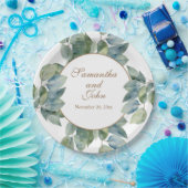 Mooie zacht groene blauwgroen bladeren gouden kall papieren bordje (Feest)