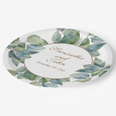 Mooie zacht groene blauwgroen bladeren gouden kall papieren bordje (Gekanteld)