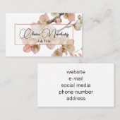 Mooie zacht perzik sinaasappel bloemkalligrafie visitekaartje (Voorkant / Achterkant)