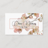 Mooie zacht perzik sinaasappel bloemkalligrafie visitekaartje (Voorkant)