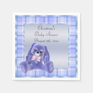 Mooie zachte blauwe slappe oren Konijn Baby Shower Servet