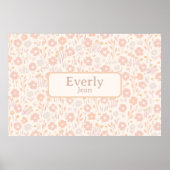 Mooie zachte bloemen Aangepaste babysnaam kunst Poster (Voorkant)