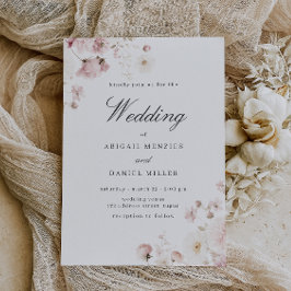 Mooie zachte blos bloemenbruiloft kaart