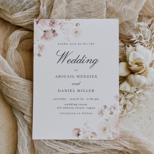 Mooie zachte blos bloemenbruiloft kaart