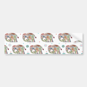 Mooie zachte en kleurrijke olifanten bloemen bumpersticker