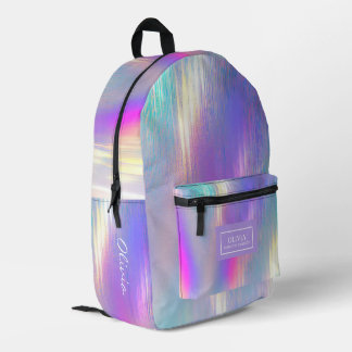 Mooie Zachte Holografische Regenboog Bedrukte Rugzak