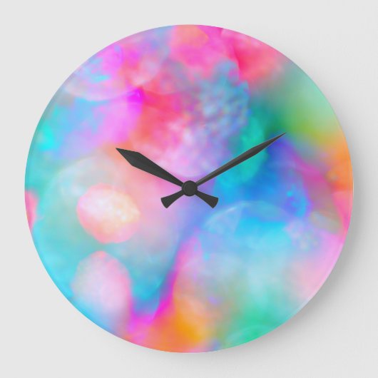 Mooie, zachte, kleurrijke regenboog grote klok (Voorkant)