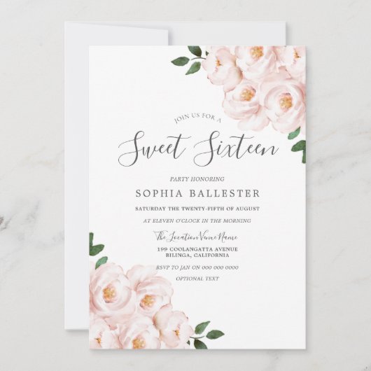 Mooie, zachte, lichtroze bloemen 16 kaart (Voorkant)