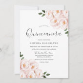 Mooie, zachte, lichtroze bloemen Quinceanera Kaart (Voorkant)