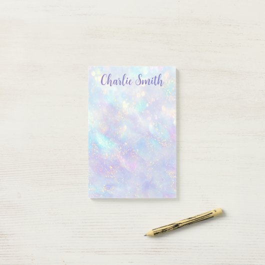 Mooie zachte pastel achtergrond scriptnaam post-it® notes (Op bureau)