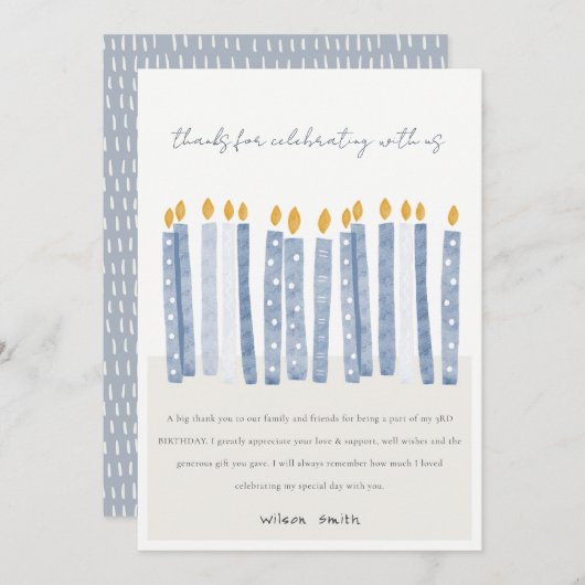 Mooie zachte pastelblauwe waterverf verjaardagskaa bedankkaart (Voorkant / Achterkant)