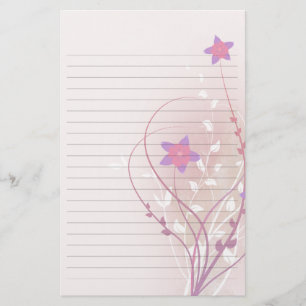 mooie zachte roze bloem elegante gelinieerd papier