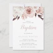 Mooie Zachte Roze Bloemen Baby Meisje Doop Kaart (Voorkant)