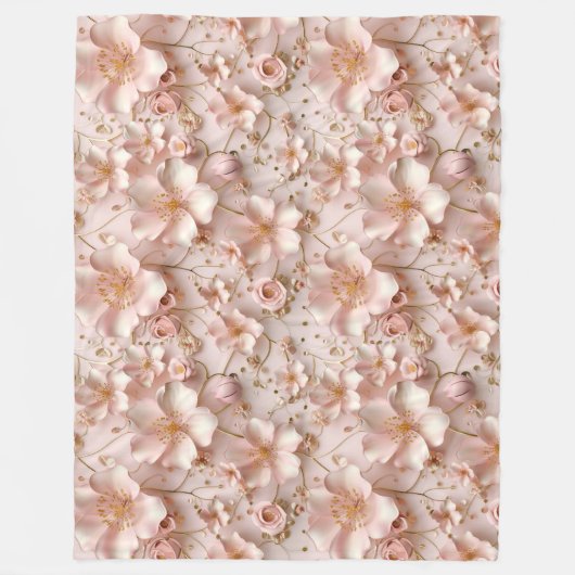 Mooie zachte roze pastel bloemen fleece deken (Voorkant)
