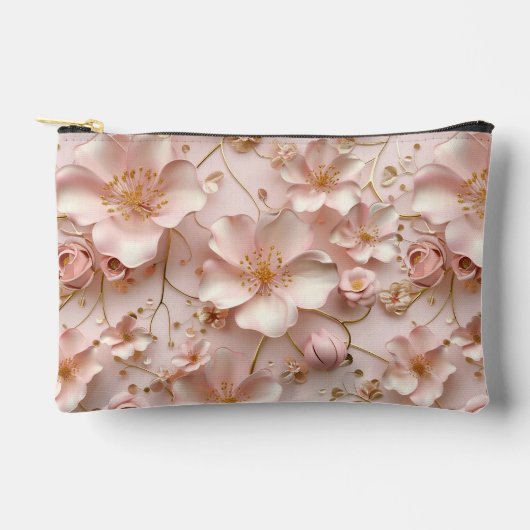 Mooie zachte roze pastelbloem bedrukt etui (Voorkant)