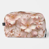 Mooie zachte roze pastelbloem bedrukt toilettasje (Voorkant)