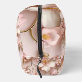 Mooie zachte roze pastelbloem bedrukt toilettasje (Rechts)