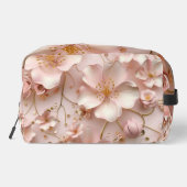 Mooie zachte roze pastelbloem bedrukt toilettasje (Achterkant)