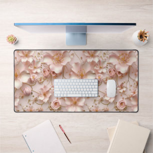 Mooie zachte roze pastelbloem bureaumat