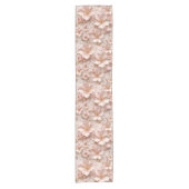Mooie zachte roze pastelbloem korte tafelloper (Voorkant)