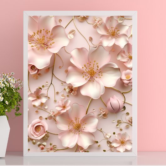 Mooie zachte roze pastelbloem poster