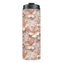 Mooie zachte roze pastelbloem thermosbeker