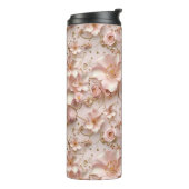 Mooie zachte roze pastelbloem thermosbeker (Gedraaid links)