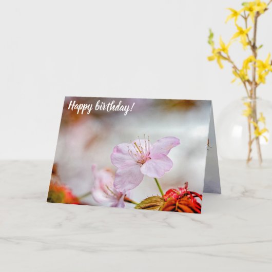 Mooie zachte roze Sakura-ventilator in Springtime Kaart (Gele Bloem)