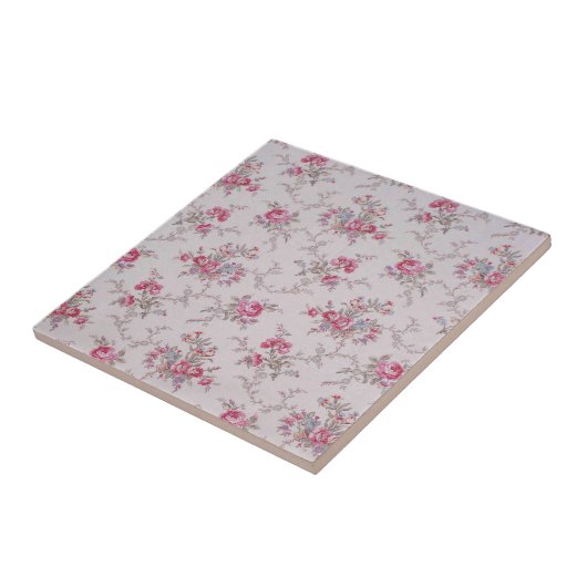 Mooie zachte rozen en bladeren tegeltje (Zijkant)