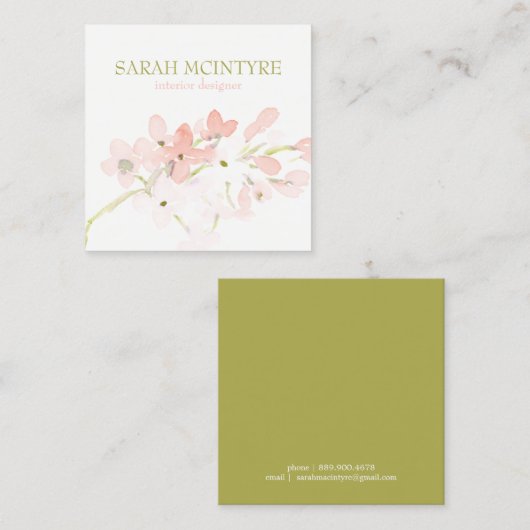Mooie zachte Waterverf roze bloesems Contactkaartje (Voorkant / Achterkant)