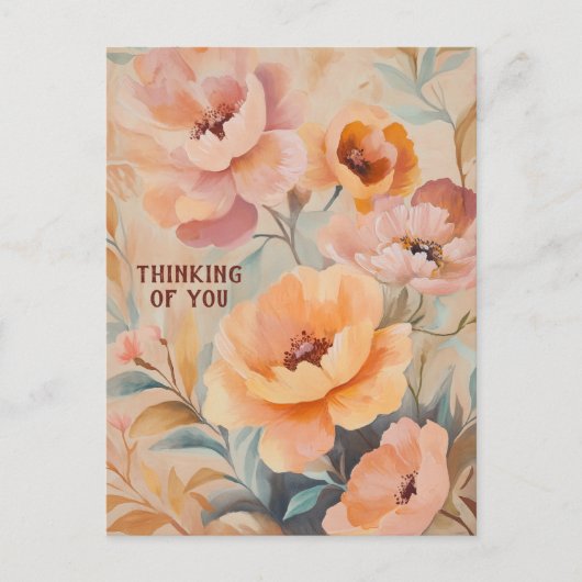 Mooie zachte wilde bloemen Bloemen IK DENK AAN JE Briefkaart (Voorkant)