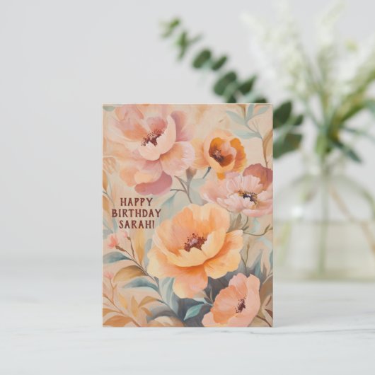 Mooie Zachte Wilde Bloemen Custom VERJAARDAG Briefkaart (Staand voorkant)