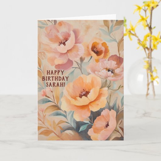 Mooie Zachte Wilde Bloemen Custom VERJAARDAG Kaart (Gele Bloem)