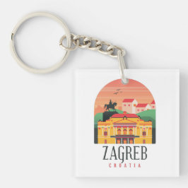 Mooie Zagreb Kroatië Cityscape Vintage Sleutelhanger