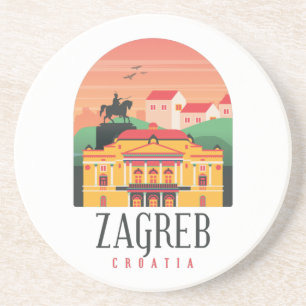 Mooie Zagreb Kroatië Cityscape Vintage Zandsteen Onderzetter