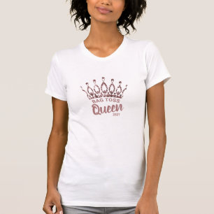 Mooie Zak Toss Koningin Roze Goud Glitter Kroon Ma T-shirt
