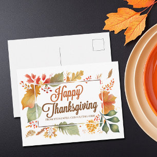 Mooie Zakelijke Gelukkige Thanksgiving Blad Aangep Feestdagenkaart