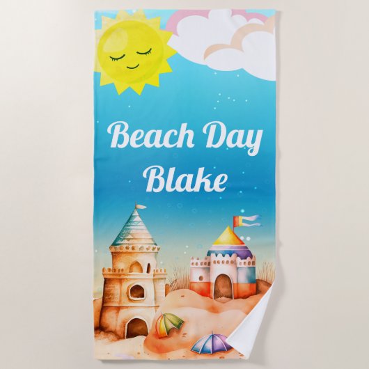 Mooie zandkastelen strandlaken (Voorkant)