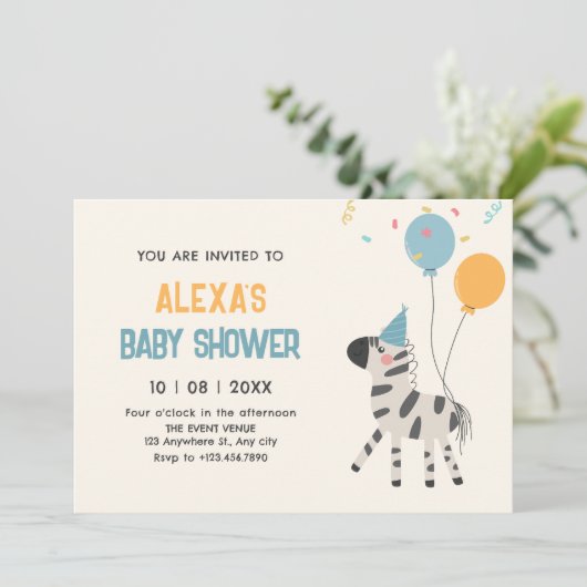 Mooie zebra-ballonnen kaart (Staand voorkant)