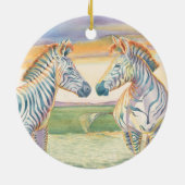 Mooie Zebra keramische sierbloem Keramisch Ornament (Achterkant)