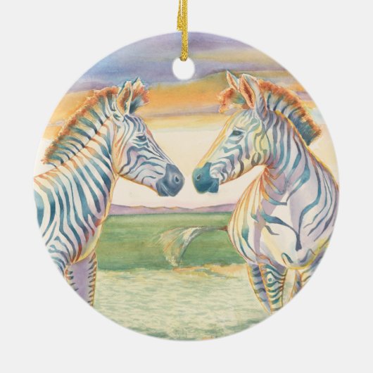 Mooie Zebra keramische sierbloem Keramisch Ornament (Achterkant)