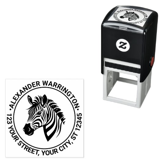 Mooie zebra kop naam retouradres  zelfinktende stempel (In situ)