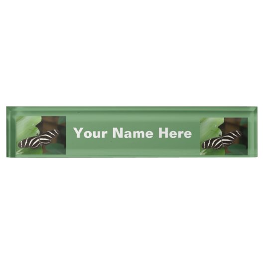 Mooie Zebra Langvleugelvlinder Naambordje (Voorkant)