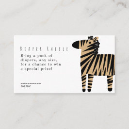 Mooie Zebra Natuurlijke Beige Baby Shower Luier Ra Informatiekaartje